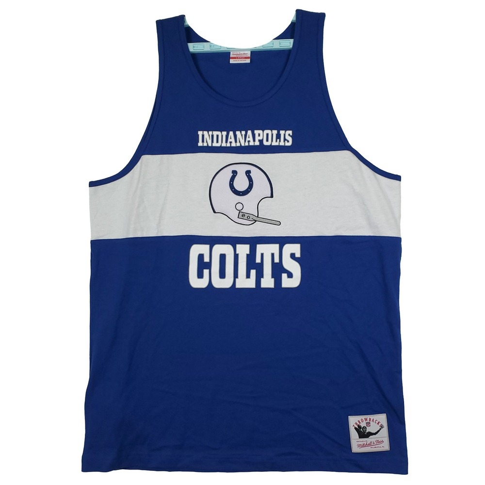 Indianapolis Colts Mitchell & Ness NFL Large Tank Top‎ Embroidery Logo Blue New